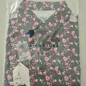 Signature pink/green Floral Men's Golf Shirt